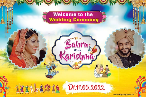 thumbnail Babru weds Karishma Hindu Marriage Flex Banner Design psd fiel download